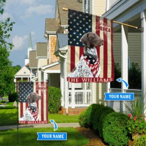 German Shorthaired Pointer God Bless America Personalized Flag Custom Dog Garden Flags Dog Flags Outdoor 1