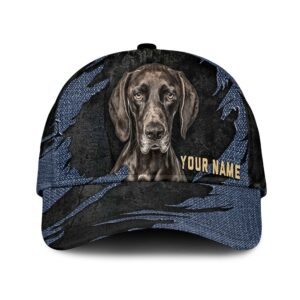 German Shorthaired Pointer Jean Background Custom Name Cap Classic Baseball Cap All Over Print Gift For Dog Lovers 1 thmt86