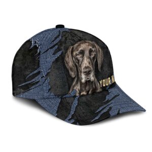 German Shorthaired Pointer Jean Background Custom Name Cap Classic Baseball Cap All Over Print Gift For Dog Lovers 2 tclgqv