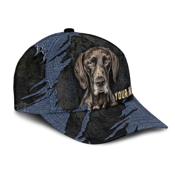 German Shorthaired Pointer Jean Background Custom Name & Photo Dog Cap – Classic Baseball Cap All Over Print – Gift For Dog Lovers