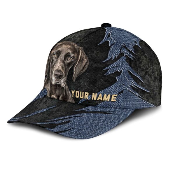 German Shorthaired Pointer Jean Background Custom Name & Photo Dog Cap – Classic Baseball Cap All Over Print – Gift For Dog Lovers