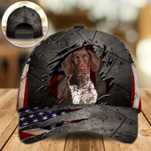 German Shorthaired Pointer On The American Flag Cap Hats For Walking With Pets Gifts Dog Caps For Friends 1 ysdejj