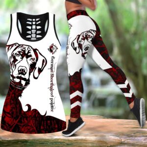 German Shorthaired Pointer Red Hollow Tanktop Legging Set Outfit – Casual Workout Sets – Dog Lovers Gifts For Him Or Her