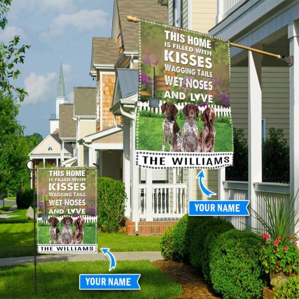 German Shorthaired Pointer This Home Is Filled With Kisses Personalized Dog Garden Flags – Dog Flags Outdoor