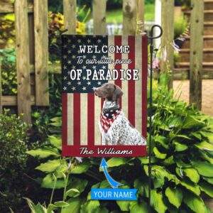 German Shorthaired Pointer Welcome To Our Paradise Personalized Dog Garden Flags Dog Flags Outdoor 1