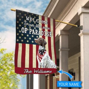 German Shorthaired Pointer Welcome To Our Paradise Personalized Dog Garden Flags Dog Flags Outdoor 2