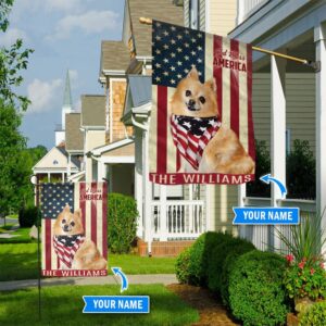 German Spitz God Bless America Personalized Flag Custom Dog Garden Flags Dog Flags Outdoor 1
