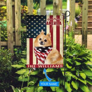German Spitz God Bless America Personalized Flag Custom Dog Garden Flags Dog Flags Outdoor 2