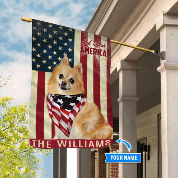 German Spitz God Bless America Personalized Flag – Custom Dog Garden Flags – Dog Flags Outdoor