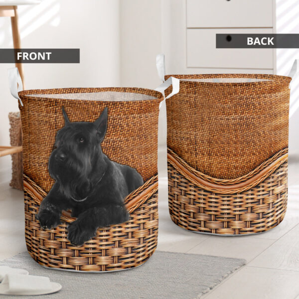 Giant Schnauzer Rattan Texture Laundry Basket – Dog Laundry Basket – Christmas Gift For Her – Home Decor