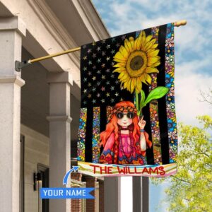 Girl Hippie Sunflower Personalized House Flag…