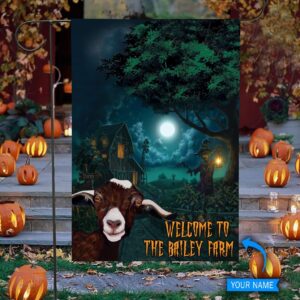 Goat Welcome Halloween Personalized Flag –…