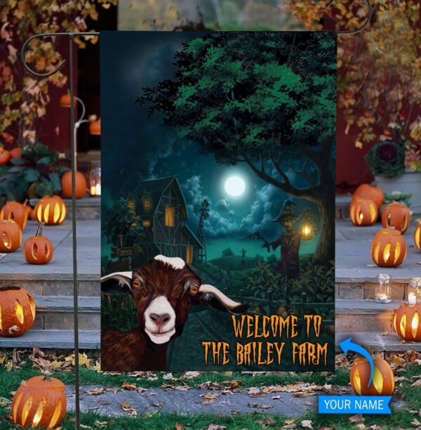 Goat Welcome Halloween Personalized Flag – Garden Flags Outdoor – Outdoor Decoration