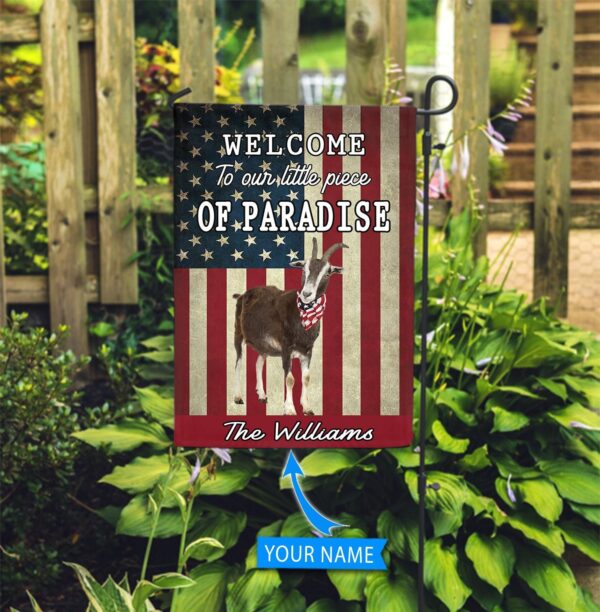Goat Welcome To Our Paradise Personalized Flag – Garden Flags Outdoor – Outdoor Decoration