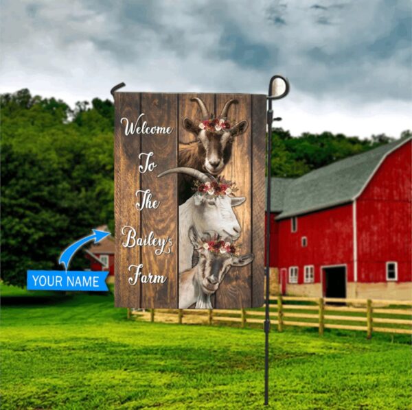 Goats Welcome To Farm Personalized Garden Flag – Garden Flags Outdoor – Outdoor Decoration