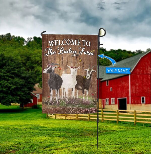 Goats Welcome To The Farm Personalized Flag – Garden Flags Outdoor – Outdoor Decoration