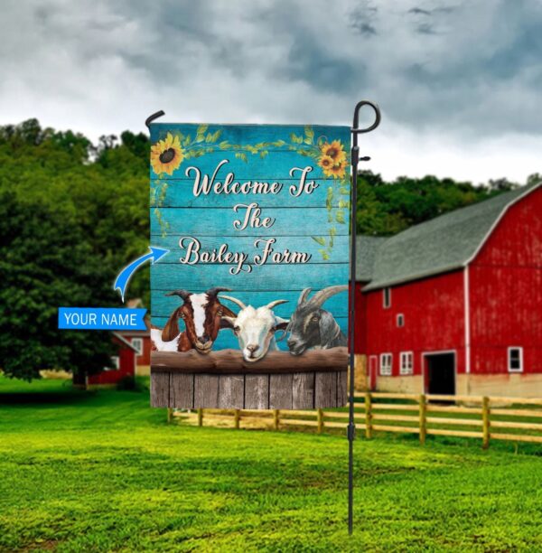 Goats Welcome To The Farm Personalized Garden Flag – Garden Flags Outdoor – Outdoor Decoration