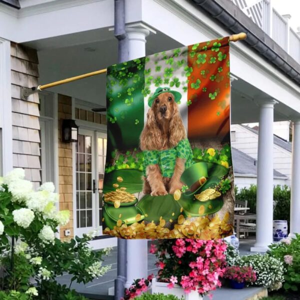 Golden English Cocker Spaniel St Patrick’s Day Garden Flag – Best Outdoor Decor Ideas – St Patrick’s Day Gifts