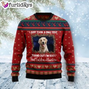 Golden Retriever Dna Ugly Christmas Sweater Gift For Dog Lovers Unisex Crewneck Sweater 1
