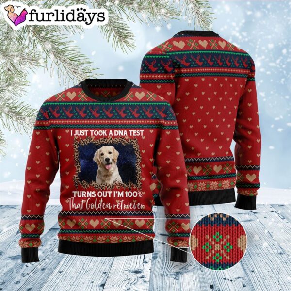 Golden Retriever Dna Ugly Christmas Sweater – Gift For Dog Lovers – Unisex Crewneck Sweater