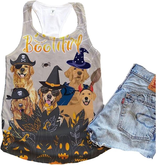 Golden Retriever Dog Bootiful Halloween Tank Top – Summer Casual Tank Tops For Women – Gift For Young Adults
