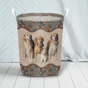 Golden Retriever In Mandala Pattern Laundry Basket Dog Laundry Basket Christmas Gift For Her Home Decor 3