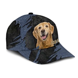 Golden Retriever Jean Background Custom Name Cap Classic Baseball Cap All Over Print Gift For Dog Lovers 2 hazigj