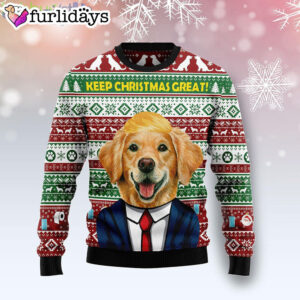 Golden Retriever Keep Christmas Great Dog Lover Funny Family Ugly Christmas Sweater Gifts 1