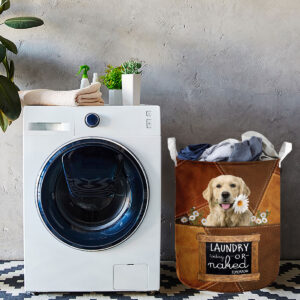 Golden Retriever Laundry Today Or Naked Tomorrow Daisy Laundry Basket Dog Laundry Basket Christmas Gift For Her 3