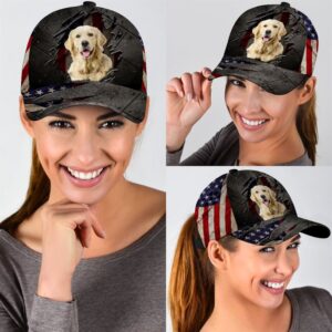 Golden Retriever On The American Flag Cap Hats For Walking With Pets Gifts Dog Hats For Relatives 2 hpr2gv