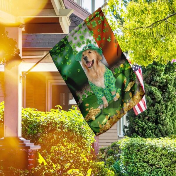 Golden Retriever St Patrick’s Day Garden Flag – Best Outdoor Decor Ideas – St Patrick’s Day Gifts