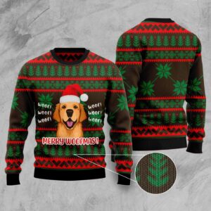 Golden Retriever Woofmas Ugly Christmas Sweater Gift For Pet Lovers Unisex Crewneck Sweater 3