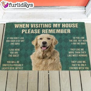 Golden Retriever’s Rules Doormat – Xmas Welcome Mats – Dog Memorial Gift