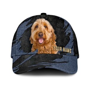Goldendoodle Jean Background Custom Name Cap Classic Baseball Cap All Over Print Gift For Dog Lovers 1 xdbkfu