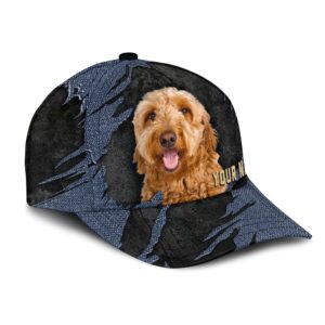 Goldendoodle Jean Background Custom Name Cap Classic Baseball Cap All Over Print Gift For Dog Lovers 2 kni7ss