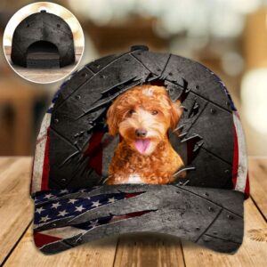 Goldendoodle On The American Flag Cap…