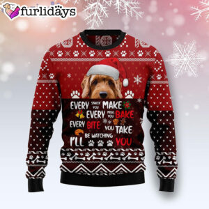 Goldendoodle Will Be Watching You Cute Dog Ugly Christmas Sweater Dog Memorial Gift 1