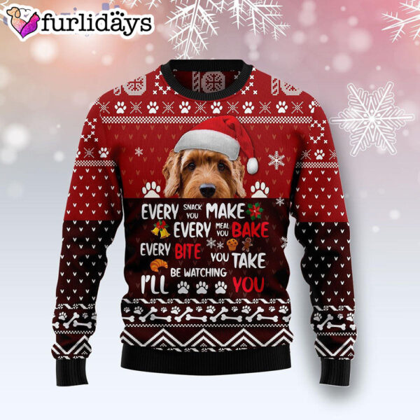 Goldendoodle Will Be Watching You Cute Dog Ugly Christmas Sweater – Dog Memorial Gift