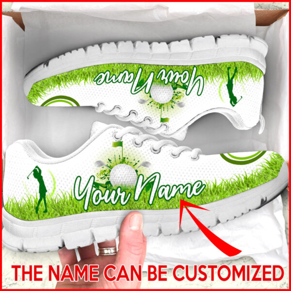 Golf Grass Green Color Custom Name Sneaker Fashion Comfortable Running Walking – Shoes Gift For Adults