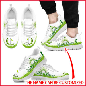 Golf Grass Green Color Custom Name Sneaker Fashion Comfortable Running Walking Shoes Gift For Adults 2