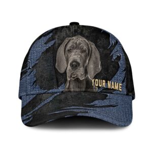 Great Dane Jean Background Custom Name Cap Classic Baseball Cap All Over Print Gift For Dog Lovers 1 v6r7np