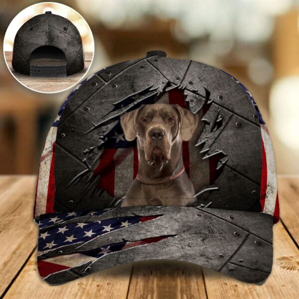 Great Dane On The American Flag Cap Custom Photo – Hats For Walking With Pets – Gifts Dog Hats For Relatives