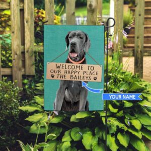 Great Dane Welcome To Our Happy Place Personalized Flag Custom Dog Garden Flags Dog Flags Outdoor 2
