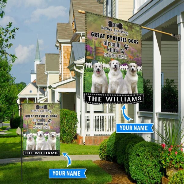 Great Pyrenees Don’t Bother Knocking Personalized Flag – Personalized Dog Garden Flags – Dog Flags Outdoor