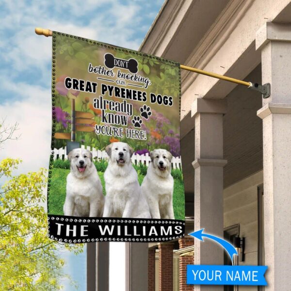 Great Pyrenees Don’t Bother Knocking Personalized Flag – Personalized Dog Garden Flags – Dog Flags Outdoor