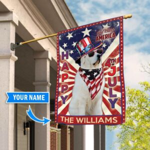 Great Pyrenees God Bless America 4th Of July Personalized Flag Custom Dog Garden Flags Dog Flags Outdoor 2
