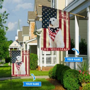 Great Pyrenees God Bless America Personalized Flag Custom Dog Garden Flags Dog Flags Outdoor 1