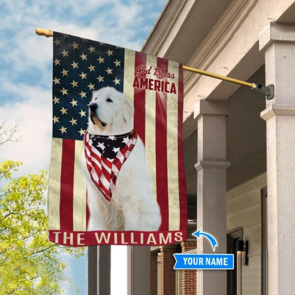 Great Pyrenees God Bless America Personalized Flag – Custom Dog Garden Flags – Dog Flags Outdoor