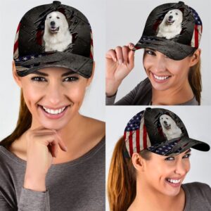 Great Pyrenees On The American Flag Cap Hats For Walking With Pets Gifts Dog Caps For Friends 2 g4hy54