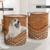 Great Pyrenees Rattan Texture Laundry Basket – Dog Laundry Basket – Christmas Gift For Her – Home Decor